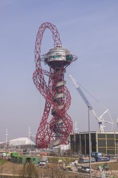 LONDON, UK – MARCH 24: Anish Kapoor's sculpture for the Olympic Park on March 24, 2012 in London. The Olympic Park is due to be ready in summer for the games.