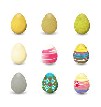 nine eggs designed for Easter 