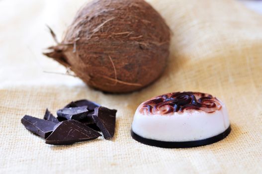 handmade soap with addition of coconut and chocolate