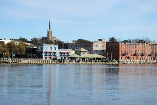 A view of Wilmington North Carolina from across the Cape Fear River