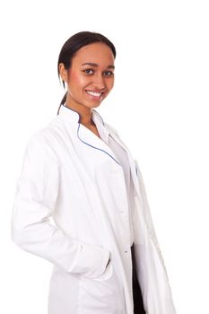 Young medical student isolated on white background