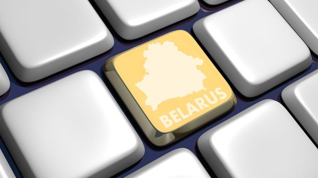 Keyboard (detail) with Belarus map key - 3d made 