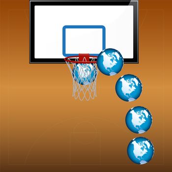 playing basketball with globe - illustration