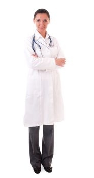 Doctor with stethoscope isolated on white background