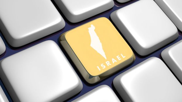 Keyboard (detail) with Israel map key - 3d made 