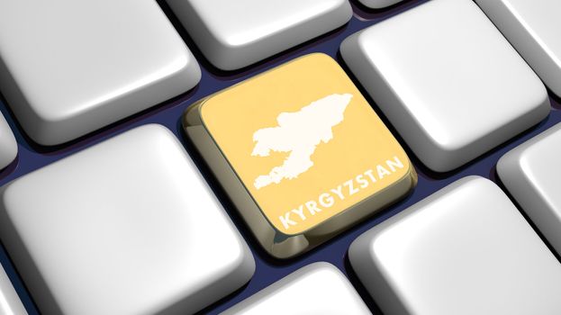 Keyboard (detail) with Kyrgyzstan map key - 3d made 