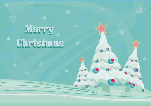christmas trees in blue