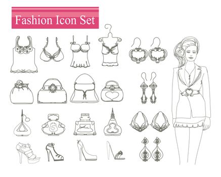 Fashion shopping icon set