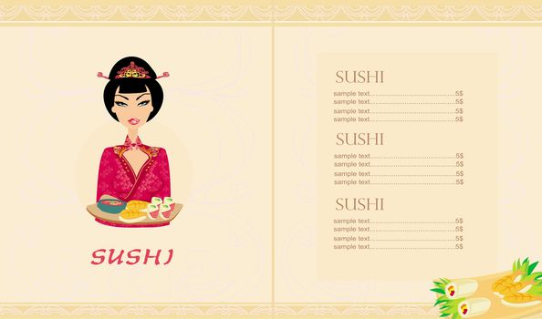 template of traditional Japanese food menu