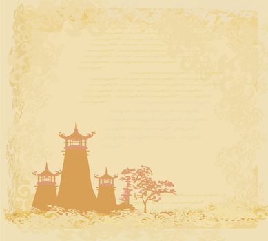old paper with Asian Landscape