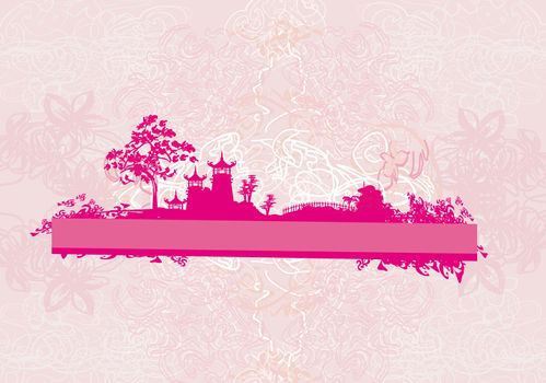old paper with Asian Landscape