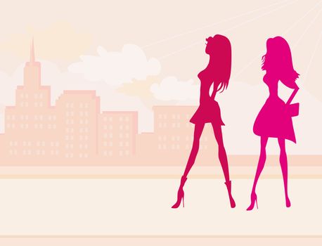 fashion girls Shopping silhouettes