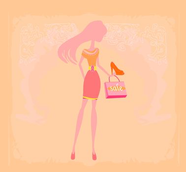 Fashion girl shopping in shoe shop