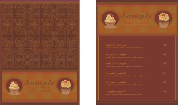 Vintage card with cupcake - vector set