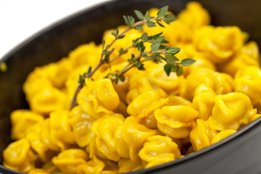 Yellow Dumplings on a plate closeup