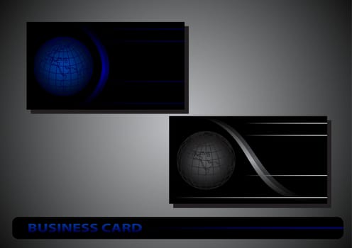 business card with a globe on a black background