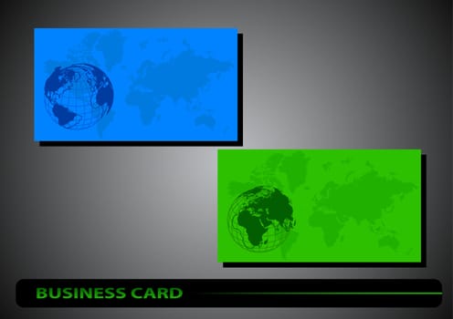 business card with a globe on a colored background