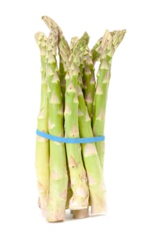 Bunch of fresh asparagus isolated on white background