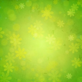 abstract green background - flowers over old paper