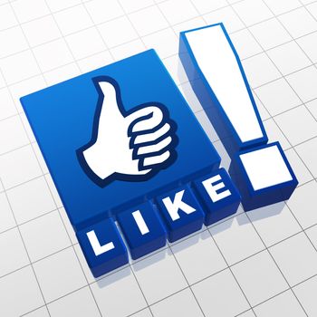 Like - 3d text on cubes and thumb up