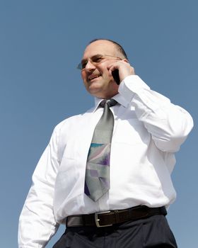 a businessman calling the company