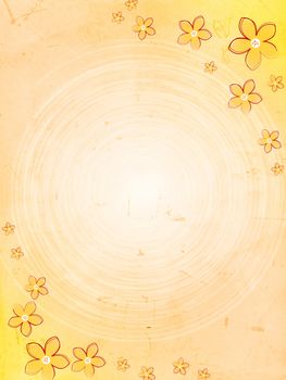 abstract vintage background with flowers and circle