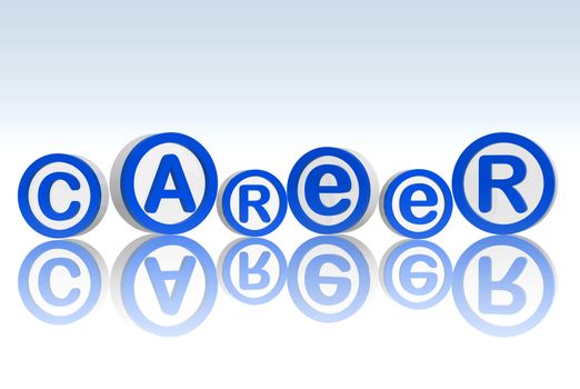 3d blue white circles with text career