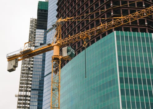 Hoisting crane and Tower under construction in Moscow