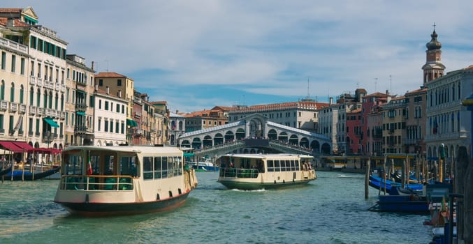 View at the Rialto Bridge in Venice