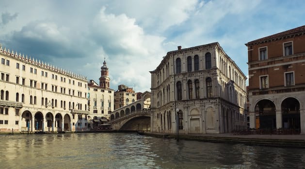 The Grand Canal near the Rialto Bridge in Venice