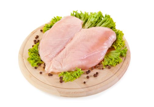 Fresh raw chicken breasts, isolated on white background, clipping path included 