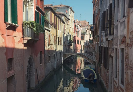 View of Venetian canal in the spring