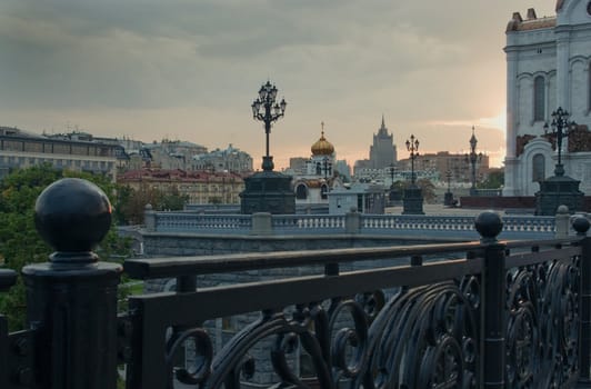 View of Moscow in the sunset light