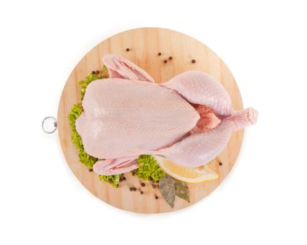 Fresh raw chicken and condiments, high angle view, clipping path included 