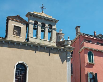 A small bell tower on the roof in Venice