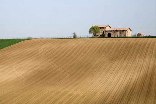 House on the hill a spring day close to Castelvetro, Italy