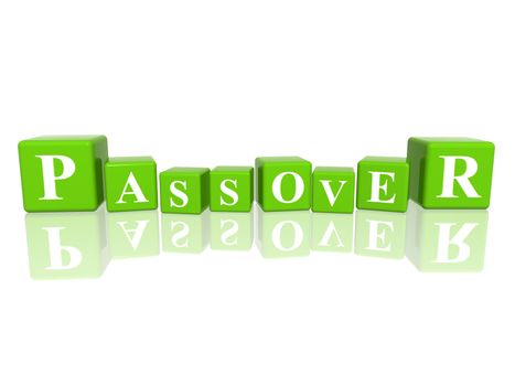 3d green cubes with letters makes Passover