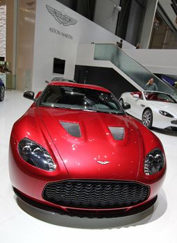 GENEVA - MARCH 16 : the Aston Martin V12 Zagato on display at the 82nd International Motor Show Palexpo -Geneva on March 16; 2012 in Geneva, Switzerland.