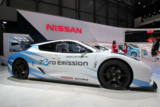 GENEVA - MARCH 16 : the Nissan Leaf Nismo RC zero emission on display at the 82nd International Motor Show Palexpo - Geneva on March 16; 2012 in Geneva, Switzerland.