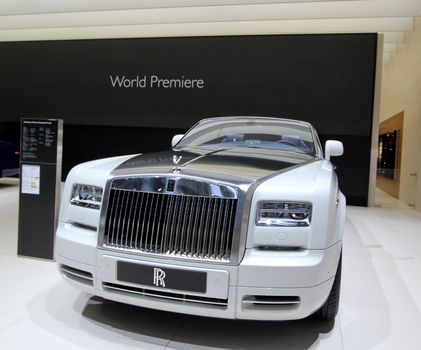 GENEVA - MARCH 16 : the Rolls Royce Phantom serie 2 on display at the 82nd International Motor Show Palexpo - Geneva on March 16; 2012 in Geneva, Switzerland.