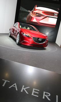 GENEVA - MARCH 16 : The Mazda Takeri concept on display at the 82nd International Motor Show Palexpo -Geneva on March 16; 2012 in Geneva, Switzerland.