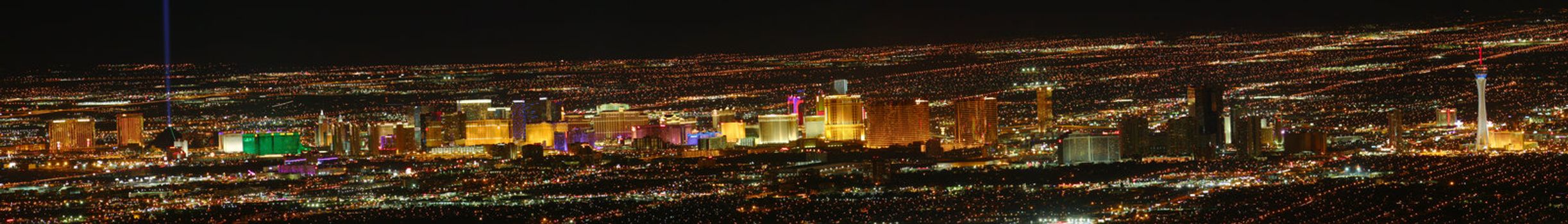Las Vegas Strip panoramic view (high resolution) as seen from elevation east of Sin City.