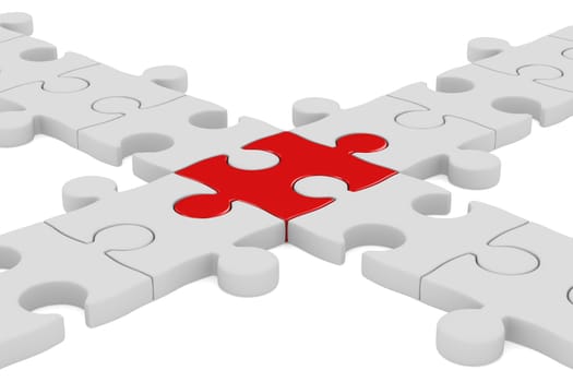 Puzzle on white background. Isolated 3D image