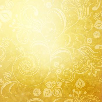 Old yellow paper with white vintage floral pattern