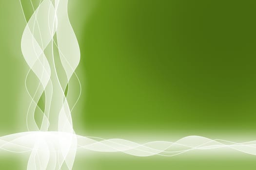 Abstract green background with waves of light