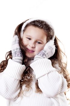 Winter Pleasant Girl in gloves and Sweater