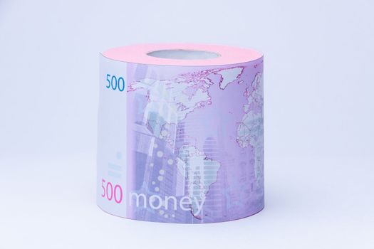 money as toilet paper on white