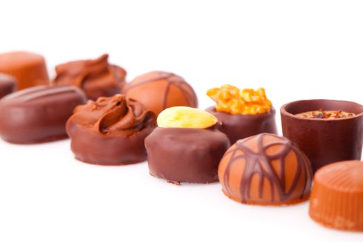 Delicious Chocolate Pralines , On White Background