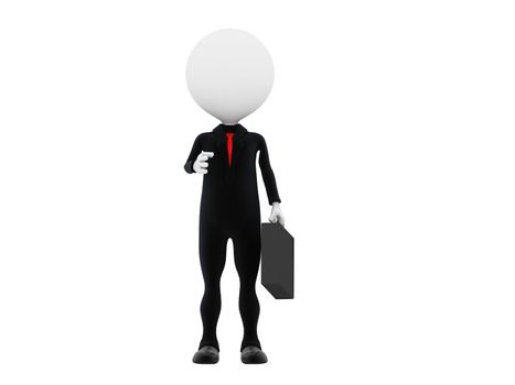 3d business man with briefcase give handshake