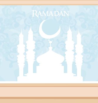 Ramadan background - mosque silhouette vector card